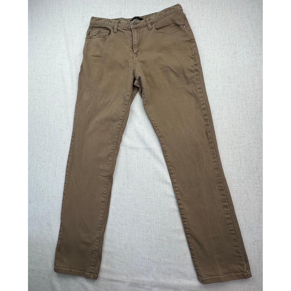 Commerce Slim Straight Pants Mens 32x34 Khaki Brown Cotton Stretch Workwear